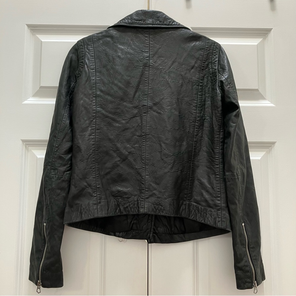 Madewell Washed Leather Motorcycle Jacket Black Moto Zippers size XS - Picture 7 of 15